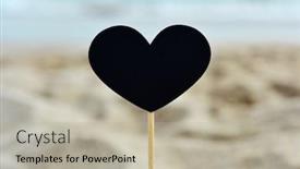  Presentation with sand heart - Slide deck featuring black-blank-heart-shaped-signboard background and a mint green colored foreground