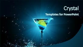  Presentation with cocktail party - Slide set having black blue - colorful cocktail in glass background and a navy blue colored foreground