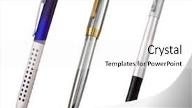  Presentation with shining - PPT theme with black blue and silver shining pens isolated on white background background and a white colored foreground