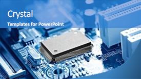  Presentation with blue circuit board - Presentation theme featuring black blue thechnology - close-up of electronic circuit board background and a teal colored foreground