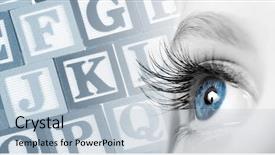  Presentation with eye - Colorful slide set enhanced with black blue white blocks - close up of woman eye backdrop and a light blue colored foreground