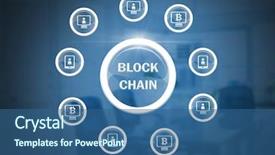  Presentation with e grocery strore chain - Presentation theme featuring black blue white blocks - digital composite of block chain background and a ocean colored foreground