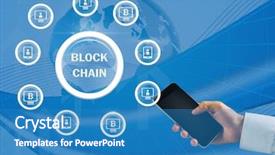  Presentation with food supply chain - Colorful slides enhanced with black blue white blocks - digital composite of block chain backdrop and a teal colored foreground