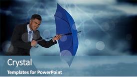  Presentation with umbrella - Amazing PPT theme having black blue white blocks - digital composite of business man backdrop and a teal colored foreground