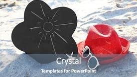  Presentation with black sea - Presentation theme enhanced with black board with figure red hat sunglasses and starfish on sea coast background and a seafoam green colored foreground