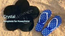  Presentation with black sea - PPT theme featuring black board with inscription and sandals on sea sand close up view background and a wine colored foreground