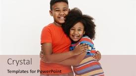  Presentation with black girl - Slides with black-boy-and-girl-smiling background and a red colored foreground