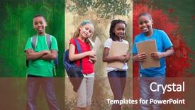  Presentation with smiling kids at summer camp - Beautiful PPT theme featuring black boys - cute pupils smiling at camera backdrop and a tawny brown colored foreground
