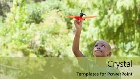  Presentation with airplane - Presentation theme with black boys - happy little boy flying toy background and a  colored foreground