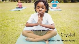  Presentation with black child - PPT layouts featuring black boys - portrait of child doing yoga background and a yellow colored foreground