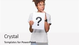  Presentation with brain thinking - Amazing PPT layouts having black brain - young african american woman holding backdrop and a white colored foreground