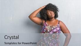  Presentation with african american woman question - Cool new PPT layouts with black brain - young african american woman backdrop and a light gray colored foreground
