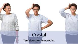  Presentation with african american woman question - PPT layouts with black brain - young african american woman background and a  colored foreground