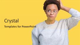  Presentation with african american woman question - Presentation design having black brain - young beautiful african american woman background and a  colored foreground