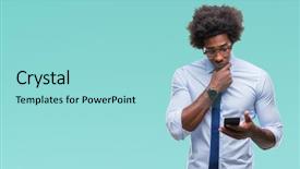  Presentation with african american in business - Slides having black brain technology - afro american business man texting background and a  colored foreground