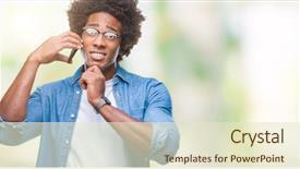  Presentation with talking on phone - PPT layouts consisting of black brain technology - afro american man talking background and a  colored foreground