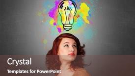  Presentation with design thinking - Presentation theme enhanced with black brain technology - pretty girl with design thinking background and a tawny brown colored foreground