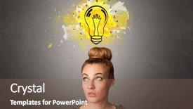  Presentation with design thinking - Slide set enhanced with black brain technology - pretty girl with design thinking background and a violet colored foreground