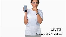  Presentation with african american woman question - Theme having black brain technology - young african american woman showing background and a  colored foreground