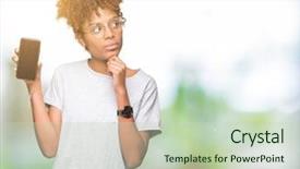  Presentation with religious african american - Beautiful PPT theme featuring black brain technology - young african american woman showing backdrop and a soft green colored foreground