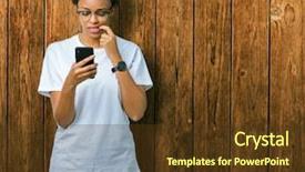  Presentation with thinking brain - Audience pleasing PPT theme consisting of black brain technology - young african american woman using backdrop and a tawny brown colored foreground