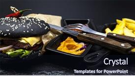  Presentation with burger - PPT theme consisting of black burger set background and a wine colored foreground