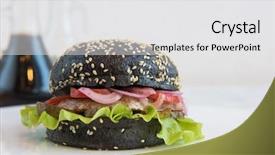  Presentation with beef meat soup - Presentation design featuring black burger with beef meat background and a white colored foreground