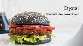  Presentation with raw meat beef veal shank - Cool new PPT theme with black burger with beef meat backdrop and a white colored foreground
