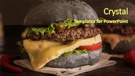  Presentation with meat beef - Slide set enhanced with black burger with beef meat background and a tawny brown colored foreground