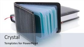  Presentation with black business - Presentation design featuring black business card holder notebook background and a light blue colored foreground