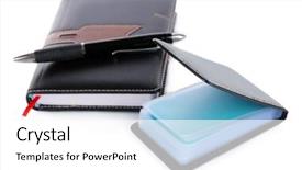  Presentation with of a black hole - Slides consisting of black business card holder notebook and pen close-up background and a white colored foreground