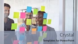  Presentation with woman leader - Presentation theme having black-business-woman-writing background and a  colored foreground