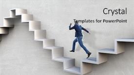  Presentation with career development - Audience pleasing presentation theme consisting of black businessman climbing stone stairs backdrop and a light gray colored foreground