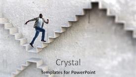  Presentation with career development - Presentation enhanced with black-businessman-climbing-stone-stairs background and a light gray colored foreground