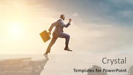  Presentation with mountain - Presentation enhanced with black-businessman-jumping-over-mountain background and a lemonade colored foreground
