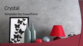  Presentation with vintage interior brick wall - Slide set enhanced with black butterfly gray - colorful interior decorations on grey background and a light gray colored foreground