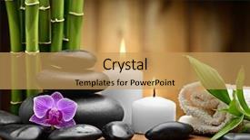  Presentation with spirituality zen meditation stone - Beautiful PPT theme featuring black candles - zen basalt stones and orchid backdrop and a yellow colored foreground