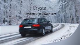  Presentation with winter forest - Audience pleasing PPT layouts consisting of black-car-on-a-curvy backdrop and a light blue colored foreground