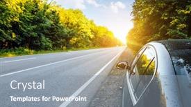  Presentation with black road - Cool new theme with black-car-on-asphalt-road backdrop and a gray colored foreground