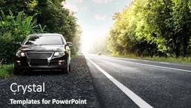  Presentation with black road - Beautiful slide set featuring black-car-on-asphalt-road backdrop and a dark gray colored foreground