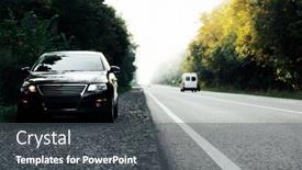  Presentation with black road - PPT theme featuring black-car-on-asphalt-road background and a dark gray colored foreground