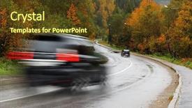  Presentation with black road - Audience pleasing presentation theme consisting of black car on autumn road backdrop and a tawny brown colored foreground