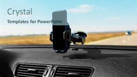  Presentation with smart - Beautiful presentation featuring black-car-smart-phone-holder backdrop and a sky blue colored foreground