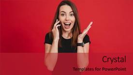  Presentation with strong black woman - PPT theme with black casual having mobile dialog background and a crimson colored foreground