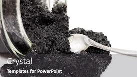  Presentation with caviar - Presentation theme enhanced with black caviar in a glass jar on a white background background and a dark gray colored foreground