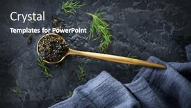  Presentation with sturgeon - Colorful presentation enhanced with widescreen - black caviar in a spoon backdrop and a dark gray colored foreground