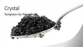  Presentation with caviar - Slide deck with black caviar on spoon isolated background and a white colored foreground
