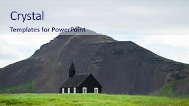  Presentation with black church - Cool new slides with black chapel on the background backdrop and a sky blue colored foreground