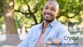 Presentation with elementary school female career day african american - Colorful PPT theme enhanced with black cheerful guy feeling good backdrop and a light blue colored foreground