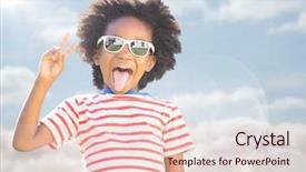  Presentation with peace - Beautiful slide set featuring black child - boy in sunglasses making peace backdrop and a lemonade colored foreground